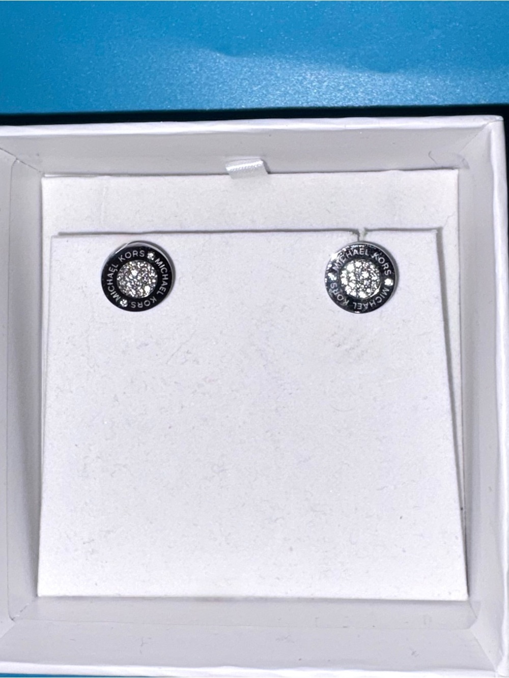 Michael Kors silver logo stud earrings